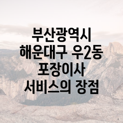 부산광역시 해운대구 우2동 포장이사 서비스의 장점