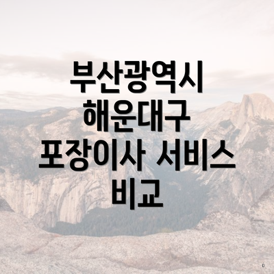 부산광역시 해운대구 포장이사 서비스 비교