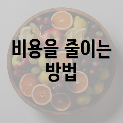 비용을 줄이는 방법