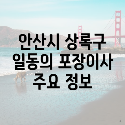 안산시 상록구 일동의 포장이사 주요 정보