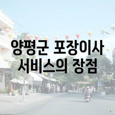 양평군 포장이사 서비스의 장점