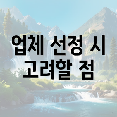 업체 선정 시 고려할 점