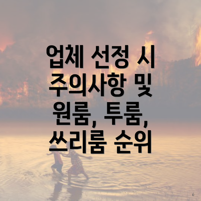 업체 선정 시 주의사항 및 원룸, 투룸, 쓰리룸 순위