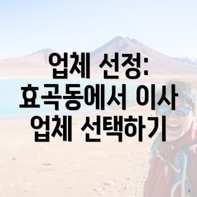 업체 선정: 효곡동에서 이사 업체 선택하기