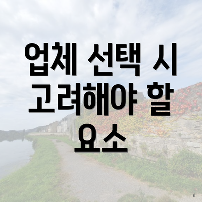 업체 선택 시 고려해야 할 요소