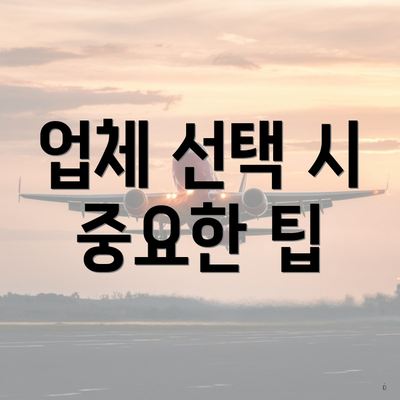 업체 선택 시 중요한 팁