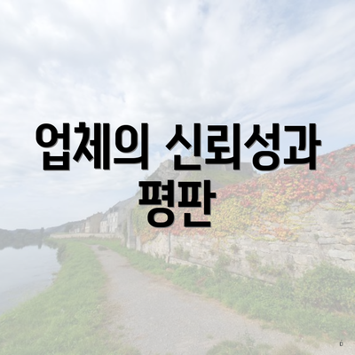 업체의 신뢰성과 평판