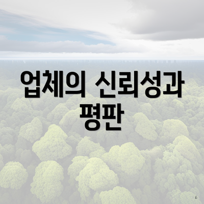 업체의 신뢰성과 평판