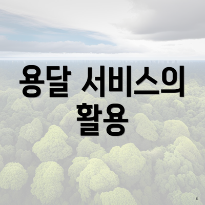 용달 서비스의 활용