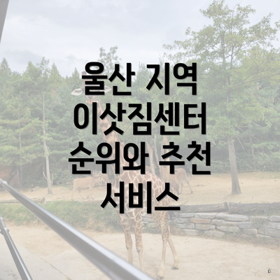 울산 지역 이삿짐센터 순위와 추천 서비스