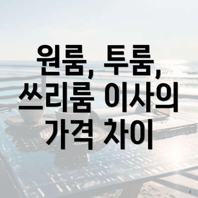 원룸, 투룸, 쓰리룸 이사의 가격 차이