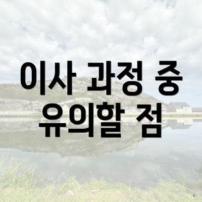 이사 과정 중 유의할 점