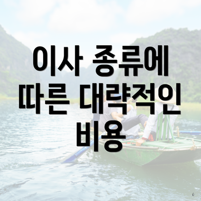 이사 종류에 따른 대략적인 비용