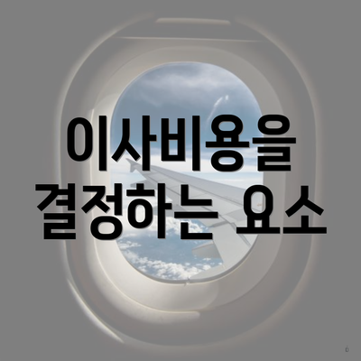 이사비용을 결정하는 요소