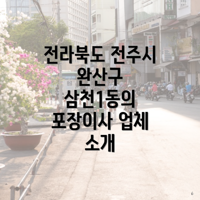 전라북도 전주시 완산구 삼천1동의 포장이사 업체 소개