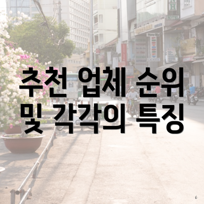 추천 업체 순위 및 각각의 특징