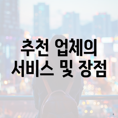 추천 업체의 서비스 및 장점