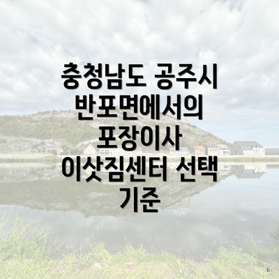 충청남도 공주시 반포면에서의 포장이사 이삿짐센터 선택 기준