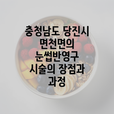 충청남도 당진시 면천면의 눈썹반영구 시술의 장점과 과정