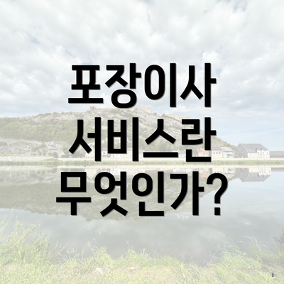 포장이사 서비스란 무엇인가?