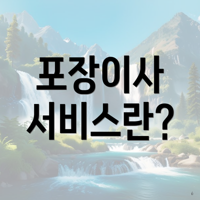 포장이사 서비스란?