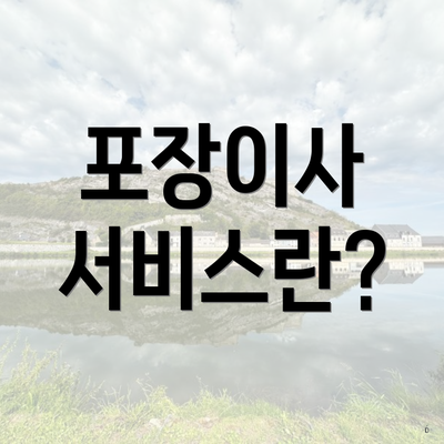 포장이사 서비스란?