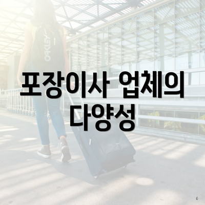 포장이사 업체의 다양성