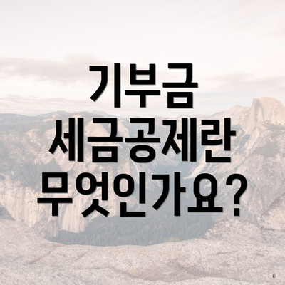 기부금 세금공제란 무엇인가요?