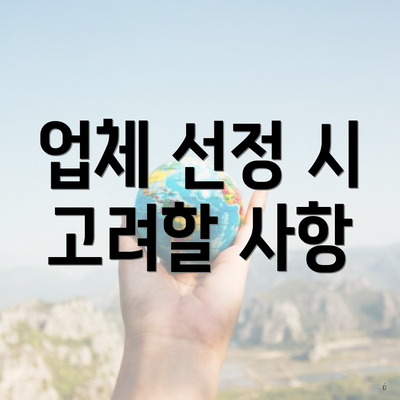 업체 선정 시 고려할 사항