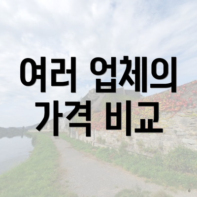 여러 업체의 가격 비교