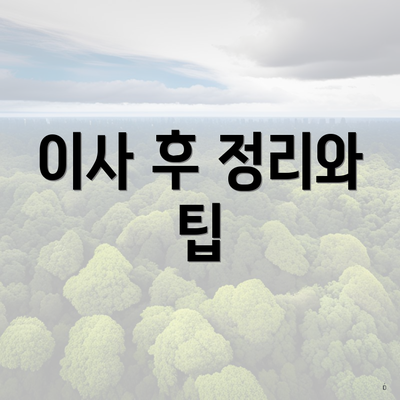 이사 후 정리와 팁