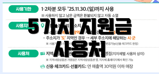 5가지 지원금 사용처