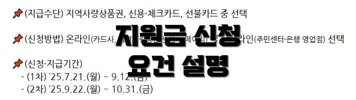 지원금 신청 요건 설명